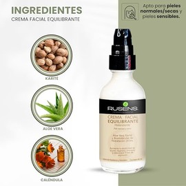 Rusens - Crema Facial Equilibrante (Hidratante) 100% Natural, Ideal para Piel Normal a Seca.