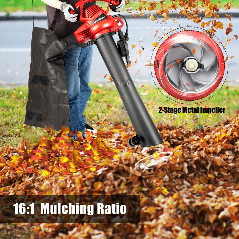 LawnMaster Red Edition BV1210E 1201 Electric Blower Vacuum Mulcher 12