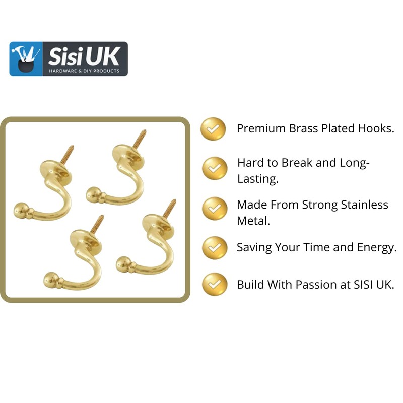 Brass Curtain Tie Backs Hooks Ball End Holdbacks Hooks U