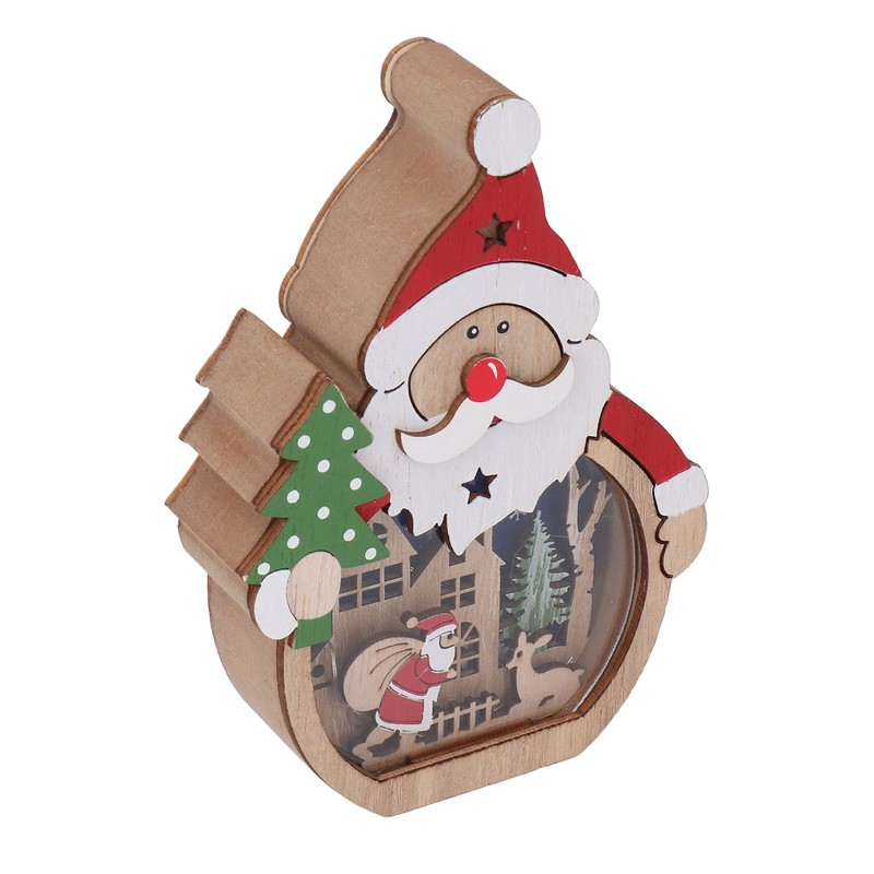 Luminous Christmas Ornament LED Light Emitting Wooden Christmas Decorations Ornaments