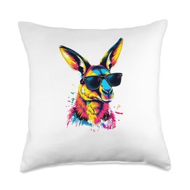 Kangaroo Wearing Sunglasses for Men Women Kids Throw Pillow