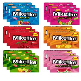 Mike Ike Chewy Candy Variety Pack, Assorted Flavors Mini Box 0.78 Ounce (Pack of 18)
