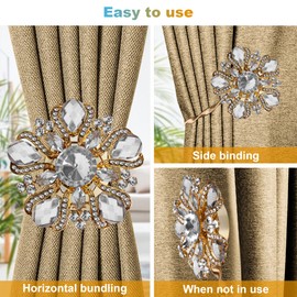 VIIVY VIYIV - Alzapaños magnéticos para cortinas de cristal, de lujo, para exteriores, decoración de cortinas, cortinas para el hogar, sala de estar, dormitorio, color dorado, 1 paquete