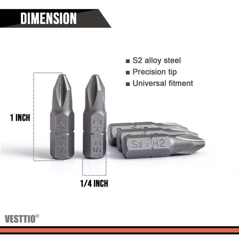 VESTTIO Phillips #2 PH2 Screwdriver Bits Set Drywall Insert Bits