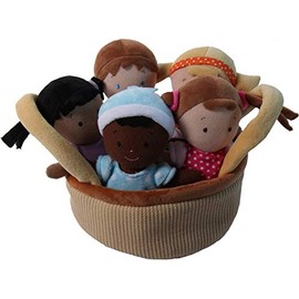 Snuggle Stuffs Basket of Buddies 7" Plush Diversity Dolls - Set of 5