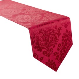 Palazzo Damask Chateau (Red-Burgundy) Christmas Table Runner (13x72in-33x183cm Approx)