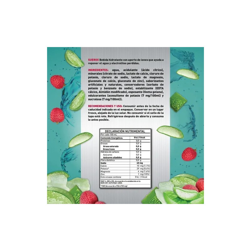 Suerox Bebida Hidratante Aloe Vera-Lychee 630ml Pack x12