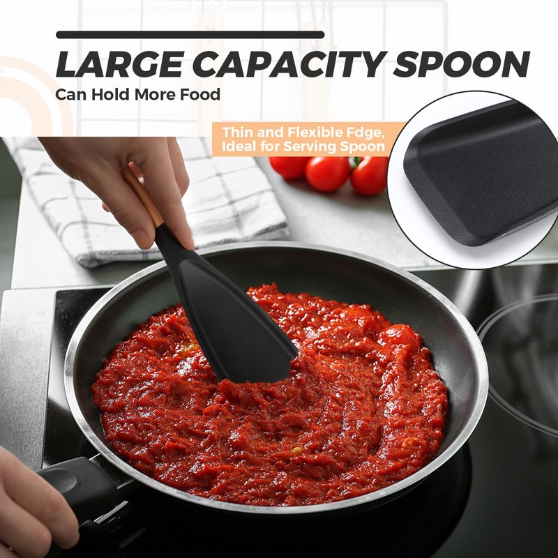 Reallnaive 4 Pcs Cooking Spoons for Nonstick Cookware 12 Inch