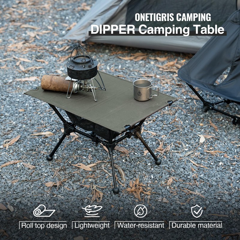 ONETIGRIS Dipper Camping Table, Lightweight Portable Folding Table with Mesh