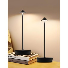 TTLYUGN Cordless Table Lamps,LED Rechargeable Desk Lamp,Portable Modern USB Battery Operated Lights,Outdoor Waterproof Touch Dimmable,for Patio,Restaurant,Bar,Camping,Dining Home Set of 2 Black