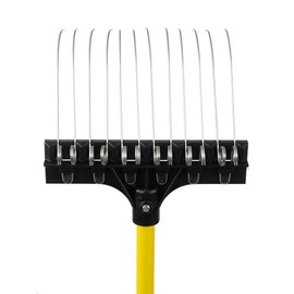 THE GROUNDSKEEPER II Shrub Rake 36-inch Lightweight Fiberglass Handle, 9-inch Head, Durable Steel Tines for Gardening, De-Thatching or Professional Landscaping