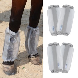 Universal Size Horse Leggings Fine Mesh Horse Fly Boots Greatly Reduce Stomping Breathable Horse Boots Leg Wraps (Set of 4) Silver