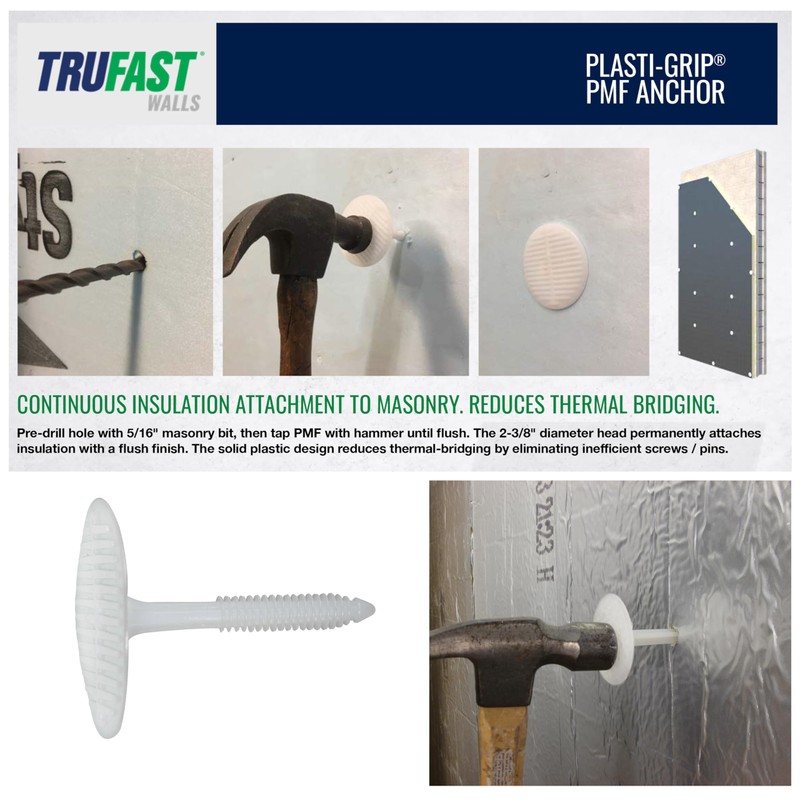 TruFast 5-3/8" Plasti-Grip PMF Fastener (200 EA) White Plastic Heavy-Duty