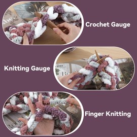 MABOZOO Chunky Chenille Yarn, 27 yds 8 oz Bulky Fluffy Yarn Chunky Plush Yarn for Home Décor Projects, Mixed Color Thick Plush Fuzzy Yarn for Hand Knitting, Arm Knitting(8Pcs, Red, Purple)