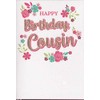 Happy Birthday Card - Cousin - Gold Glitter – Flowers