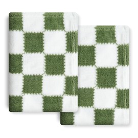 Checkered Baby Blanket for Boys Girls, 2 Pack Soft Baby Boy Girl Blankets, Small 28 x 40 inches Toddler Fleece Blanket, Essentials Crib Stroller Items, Newborn Gift (Green)