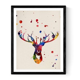 Nacnic Deer Watercolor Poster Watercolour Style Wall Decoration Illustration of Land Animals and Nature. Various Multicoloured Animals Pictures without Frame. Size A3