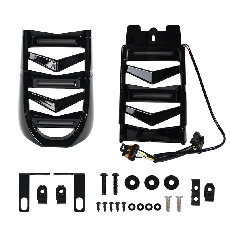 KAKABAS Black Chin Fairing Spoiler with LED Lights Compatible with
