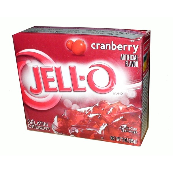 Jell-o Jello Gelatin Cranberry Dessert 3 Ounce Boxes (Pack of 5)