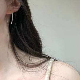 Pull Through Earrings Sterling Silver Wire Open Hoops Threader Earrings