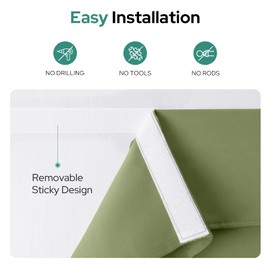 HOMEIDEAS Sage Green Blackout French Door Curtain, Privacy Door Curtains for Window, Blinds for Glass Window, Thermal Insulated Tie Up Shades for Bedroom, 26 X 68 Inch, 1 Panel