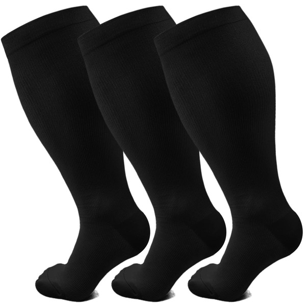 Calcetines de compresión de talla grande para mujeres y hombres, 20-30 mmHg, extra grandes para recuperación de apoyo de circulación