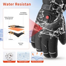 Heated Gloves, 5000mAh Rechargeable Battery, 3 Heating Levels, Waterproof Touchscreen, Men Women, Ski Hunting Fishing Cycling