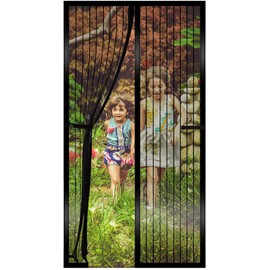 MagicQCraft Magnetic Fly Screen Door 100 * 220cm, Heavy Duty Bug Mesh Curtain with Powerful Magnets,Keep Bugs Out Lets Fresh Air in(Black)