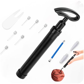 K-MART Ball Pump with Needle, Nozzle and Extension Hose for Football, Basketball Pump, Rugby Balls - Durable Aluminium-alloy Tube, Ergonomic Design, Fast Air Inflator (Black)