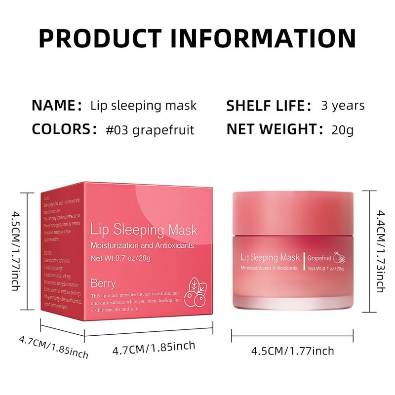 Lip Sleeping Mask, Moisturization and Antioxidants, Nourish, Hydrate, Flaky, Dry