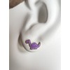 Purple Dinosaur Earrings - Sterling Silver