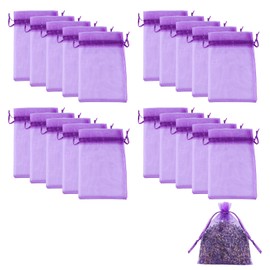 20Pcs Lavender Bags,Empty Drawer Scented Small Sachets Dried Flower Closet Wardrobes Sachet Fresheners Scents Bag to Fill Organza Gauze Spice Herbs Purple Sache,for Wardrobe Closets Car Bathrooms