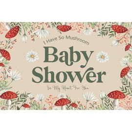 Mushroom Baby Shower Decorations, Mushroom Baby Shower Backdrop Banner Photo Photography Background 5 * 3ft for Fairy Forest Wonderland Party Supplies