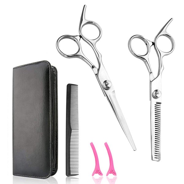 Hair Scissors Set, Stainless Steel, 2 Sharp Hair Cutting Scissors, Single-sided Micro Teeth Scissors for Easy Hair Cutting, Perfect Professional Sparse Scissors for Unisex