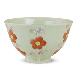 Ctoc Japan 902706 Rice Bowl, Red, Φ4.6 x 2.8 inches (11.8 x 7 cm), Rice Bowl, Hasamiyaki, Natural Flower, Red
