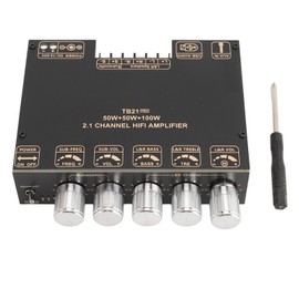 2.1 Channel Bluetooth Power Amplifier Board 50Wx2 Plus 100W Interference Resistant Bluetooth 5.2 AUX USB HiFi Amplifier Module 12‑24V