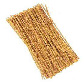Pipe Cleaners, 100 Pieces Glitter Gold Chenille Stems Craft, 12 inch Long Fluffy Pipe Cleaners for Creative DIY Art Craft Projects, Home Decoration Supplies (6 mm x 30 cm, Glitter Gold)