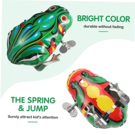 BESTonZON Pack of 2 Wind Up Toy Frog, Wind Up Toy Iron Clock Movement Toy Frog Shape Wind Up Toy for Children, Toy Frog Movement Semi-Automatic Frog Funny Movement (Green)