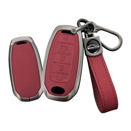 TECART Key Fob Cover with Keychian Fit for Infiniti Q50 Q60 QX50 QX55 QX60 Metal Key Holder Remote Key Case 5 Button Red