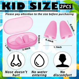 Relaxweex 2 Pack Nose Plugs for Swimming for Adults and Kids (Age 7-12), Waterproof Soft Silicone Swimming Protectors Nose Block Nostril Plugs for Swimmers Surfers Water Sports(Pink,Kids)