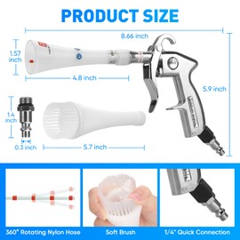 MYPIN Aluminium Car Cleaning Gun with Tapered Nozzle, 6-9.2Bar with 2 Set Nozzle, Pressure Air Blower Blow Gun Producing Powerful Blast of Air for Cleaning Cars, Velvet, Furniture and Carpets