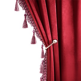 Red Blackout Velvet Curtains 84 inches Long Black Out Curtains for Bedroom Windows Rod Pocket Curtains & Drapes with Tassels Soundproof Thermal Curtains for Living room 2 Panels Set 52" x 84"