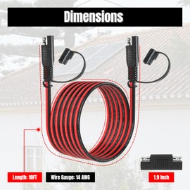 10FT 14AWG SAE Extension Cable, 14 AWG SAE to SAE Quick Disconnect Wire Harness 14 Gauge with SAE Polarity Reverse Adapter for Solar Panel RV Battery Automotive and Marine Applications (14AWG 10FT)