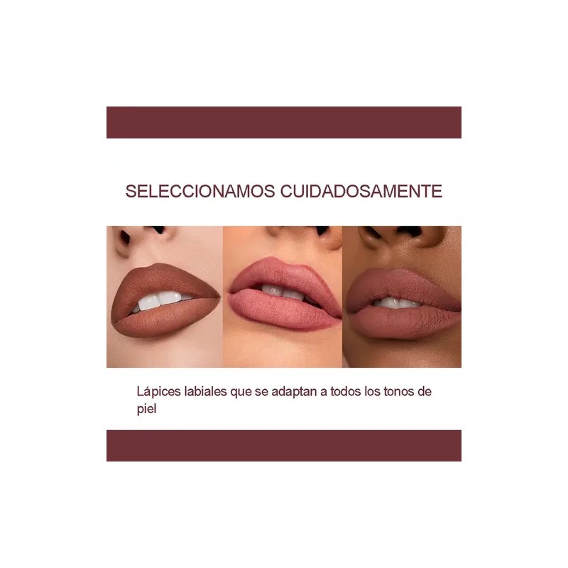 Set De Lapiz Labial Y Delineador Color Mate Impermeable 2pcs