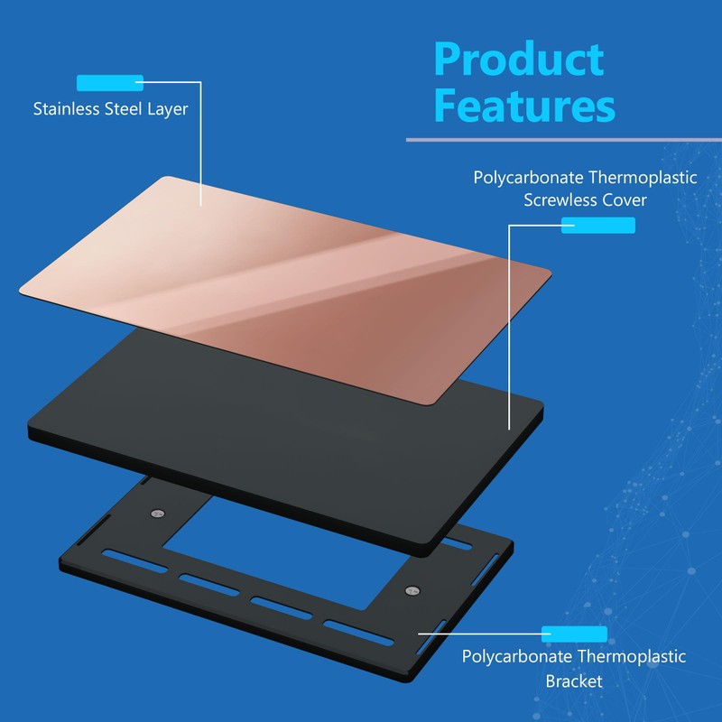 LIDER Screwless Wall Plate, Blank Device Metal Cover Mid-Size, Wall
