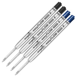 Imprinted Schmidt easyFLOW9000 Ballpoint Refill- Black & Blue Ink, Fine Tip 0.8mm - Pack of 4