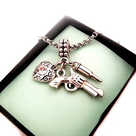 Gun Pistol Bullet Supernatural Charm with Bracelet Necklace Jewelry For Women Gun Lover