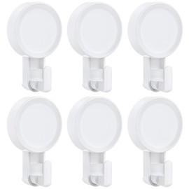 Quntis Gancho de Succión Potente, Ganchos de Ventosa para Ducha, Ganchos de Succión al Vacio Impermeable, Gancho de Ducha Pesado Desmontable y Reutilizable para Cocina Baño Ducha, 6 Paquetes