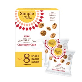 Simple Mills Almond Flour Mini Chocolate Chip Cookie Snack Packs, Gluten Free and Delicious Crunchy Cookies, Organic Coconut Oil, Good for Snacks, Made with Purposeful Ingredients, 8ct (Pack of 1)
