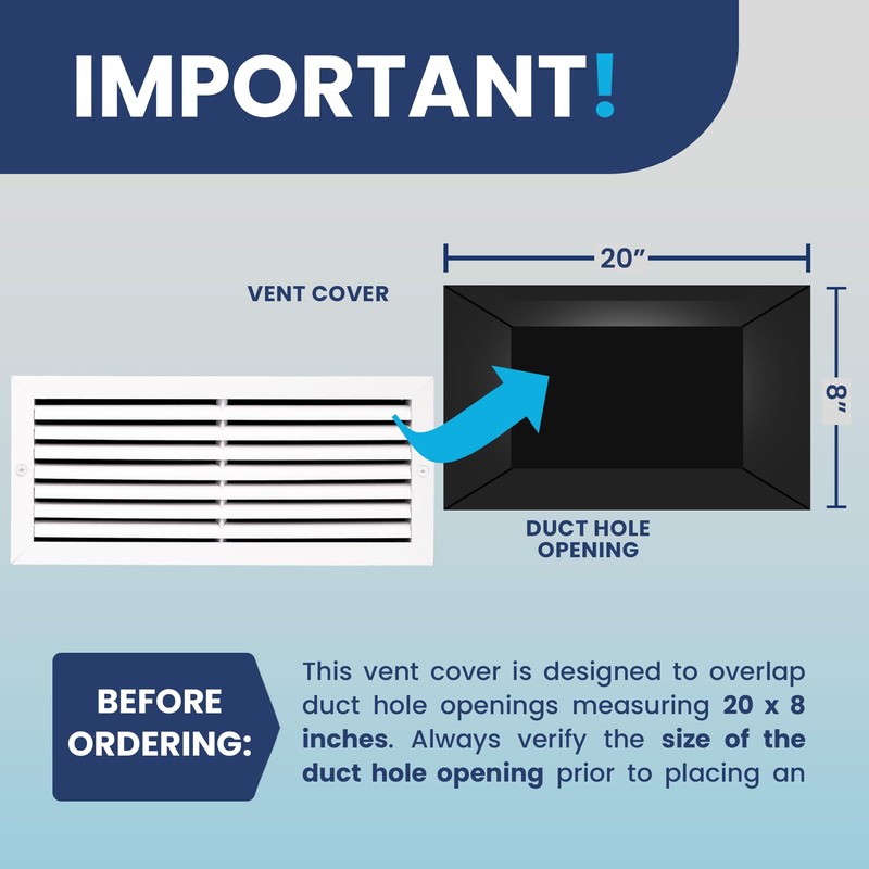 20x8 Inch (Duct Opening) Air Return Vent Cover Decorative –